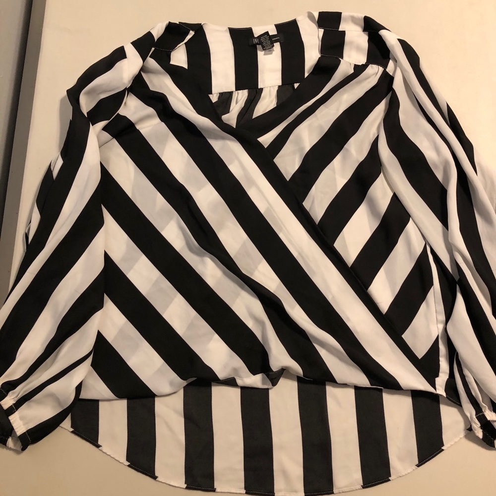 Black & White Striped Blouse XXL